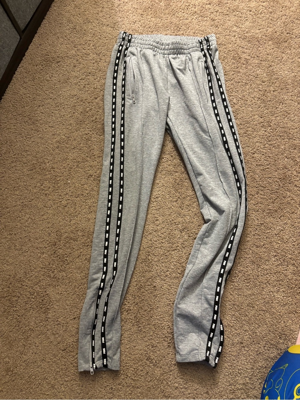 PINK Victoria's Secret Light Grey Lounge Pants with Black Accent